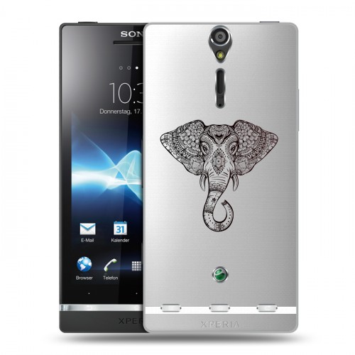 Полупрозрачный дизайнерский пластиковый чехол для Sony Xperia S Прозрачные слоны