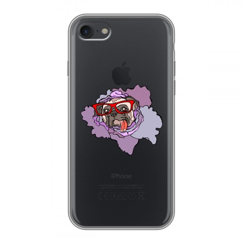 Полупрозрачный дизайнерский силиконовый с усиленными углами чехол для Iphone 7 Собаки