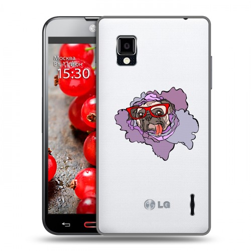 Полупрозрачный дизайнерский пластиковый чехол для LG Optimus G Собаки