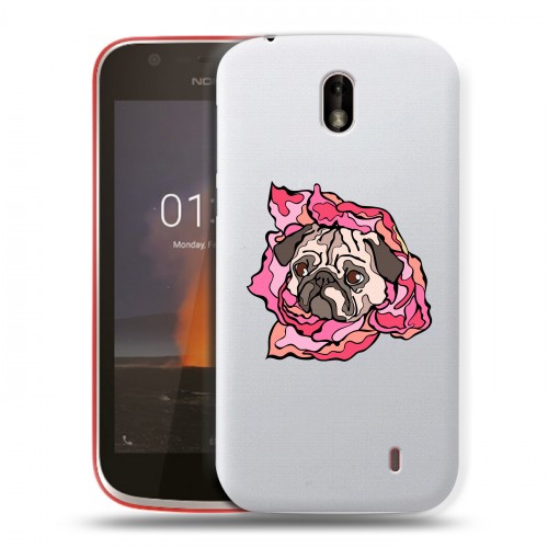 Полупрозрачный дизайнерский пластиковый чехол для Nokia 1 Собаки