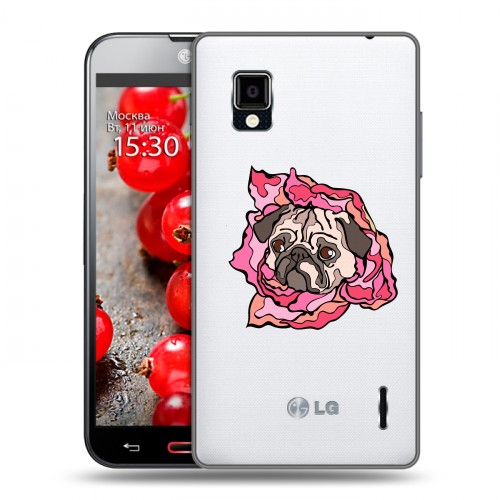 Полупрозрачный дизайнерский пластиковый чехол для LG Optimus G Собаки