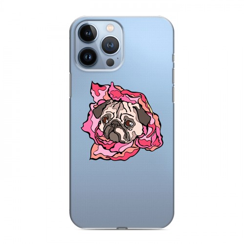 Полупрозрачный дизайнерский пластиковый чехол для Iphone 13 Pro Max Собаки