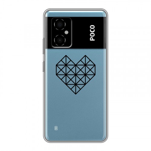 Полупрозрачный дизайнерский силиконовый чехол для Xiaomi Poco M4 5G Прозрачные сердечки