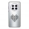 Полупрозрачный дизайнерский силиконовый чехол для Huawei Mate 50 Pro Прозрачные сердечки