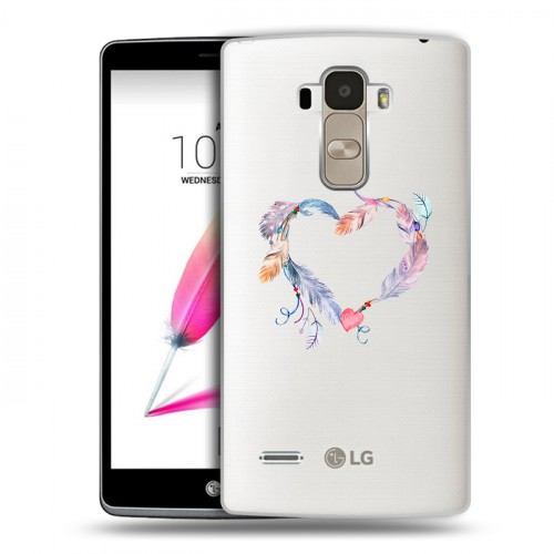 Полупрозрачный дизайнерский силиконовый чехол для LG G4 Stylus Прозрачные сердечки