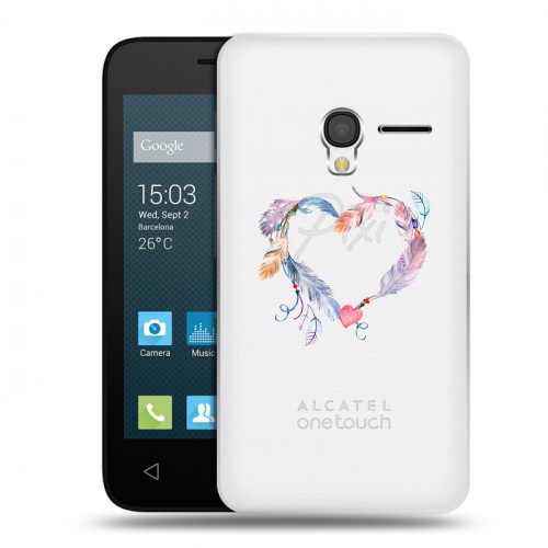 Полупрозрачный дизайнерский пластиковый чехол для Alcatel One Touch Pixi 3 (4.0) Прозрачные сердечки