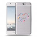 Полупрозрачный дизайнерский пластиковый чехол для HTC One A9 Прозрачные сердечки