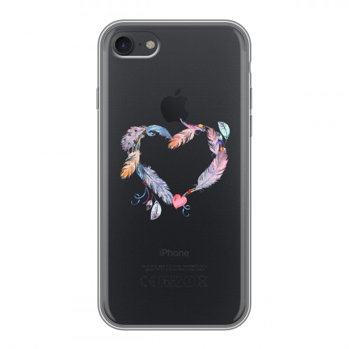 Полупрозрачный дизайнерский силиконовый чехол для Iphone 7 Прозрачные сердечки