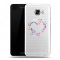 Полупрозрачный дизайнерский пластиковый чехол для Samsung Galaxy C5 Прозрачные сердечки