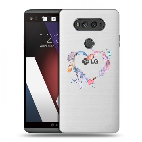 Полупрозрачный дизайнерский пластиковый чехол для LG V20 Прозрачные сердечки