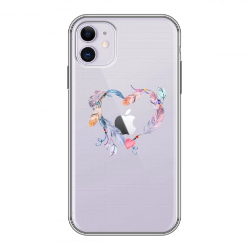 Полупрозрачный дизайнерский пластиковый чехол для Iphone 11 Прозрачные сердечки