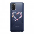 Полупрозрачный дизайнерский пластиковый чехол для Samsung Galaxy A02s Прозрачные сердечки