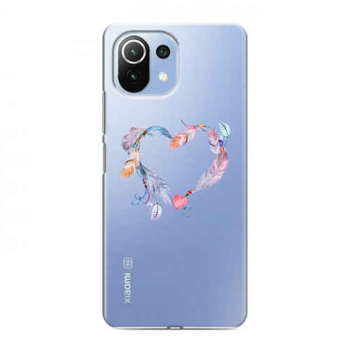 Полупрозрачный дизайнерский пластиковый чехол для Xiaomi Mi 11 Lite Прозрачные сердечки