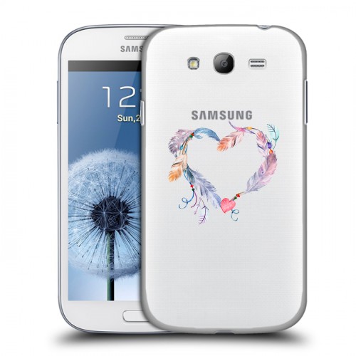 Полупрозрачный дизайнерский пластиковый чехол для Samsung Galaxy Grand Прозрачные сердечки