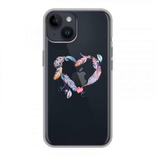 Полупрозрачный дизайнерский пластиковый чехол для Iphone 14 Прозрачные сердечки