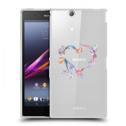 Полупрозрачный дизайнерский пластиковый чехол для Sony Xperia Z Ultra  Прозрачные сердечки