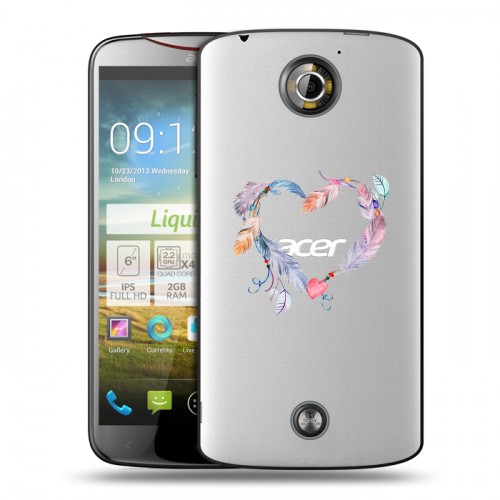 Полупрозрачный дизайнерский пластиковый чехол для Acer Liquid S2 Прозрачные сердечки