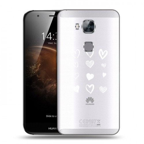 Полупрозрачный дизайнерский пластиковый чехол для Huawei G8 Прозрачные сердечки