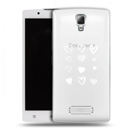Полупрозрачный дизайнерский пластиковый чехол для Lenovo A2010 Прозрачные сердечки