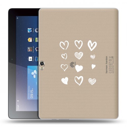 Полупрозрачный дизайнерский пластиковый чехол для Huawei MediaPad M2 10 Прозрачные сердечки