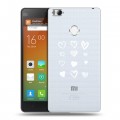 Полупрозрачный дизайнерский силиконовый чехол для Xiaomi Mi4S Прозрачные сердечки