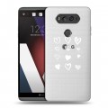 Полупрозрачный дизайнерский пластиковый чехол для LG V20 Прозрачные сердечки