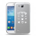 Полупрозрачный дизайнерский пластиковый чехол для Samsung Galaxy Premier Прозрачные сердечки