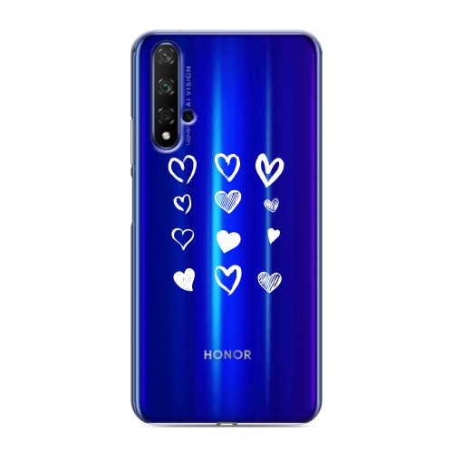 Полупрозрачный дизайнерский пластиковый чехол для Huawei Honor 20 Прозрачные сердечки