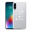 Полупрозрачный дизайнерский силиконовый чехол для Meizu 16T Прозрачные сердечки