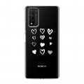 Полупрозрачный дизайнерский пластиковый чехол для Huawei Honor 10X Lite Прозрачные сердечки