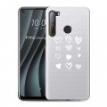 Полупрозрачный дизайнерский пластиковый чехол для HTC Desire 20 Pro Прозрачные сердечки