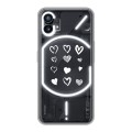 Полупрозрачный дизайнерский силиконовый с усиленными углами чехол для Nothing Phone (1) Прозрачные сердечки