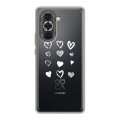 Полупрозрачный дизайнерский пластиковый чехол для Huawei Nova 10 Прозрачные сердечки
