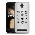 Полупрозрачный дизайнерский пластиковый чехол для ASUS ZenFone Go 4.5 Прозрачные сердечки