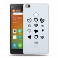 Полупрозрачный дизайнерский пластиковый чехол для Xiaomi Mi4S Прозрачные сердечки