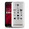 Полупрозрачный дизайнерский пластиковый чехол для ASUS Zenfone Go 5.5 Прозрачные сердечки