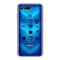 Полупрозрачный дизайнерский пластиковый чехол для Huawei Honor View 20 Прозрачные сердечки