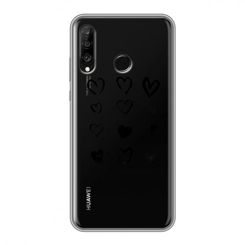 Полупрозрачный дизайнерский силиконовый чехол для Huawei P30 Lite Прозрачные сердечки