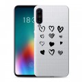 Полупрозрачный дизайнерский силиконовый чехол для Meizu 16T Прозрачные сердечки