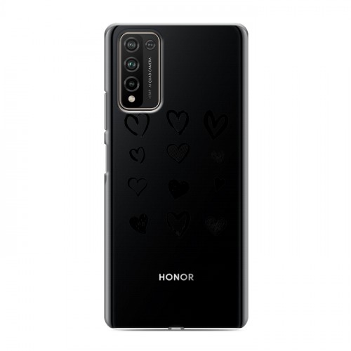 Полупрозрачный дизайнерский пластиковый чехол для Huawei Honor 10X Lite Прозрачные сердечки