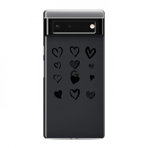 Полупрозрачный дизайнерский силиконовый чехол для Google Pixel 6 Прозрачные сердечки