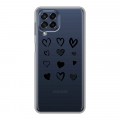 Полупрозрачный дизайнерский пластиковый чехол для Samsung Galaxy M53 5G Прозрачные сердечки