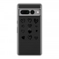 Полупрозрачный дизайнерский силиконовый с усиленными углами чехол для Google Pixel 7 Pro Прозрачные сердечки