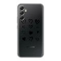 Полупрозрачный дизайнерский силиконовый чехол для Samsung Galaxy A34 5G Прозрачные сердечки