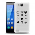 Полупрозрачный дизайнерский пластиковый чехол для Huawei Honor 3c Прозрачные сердечки