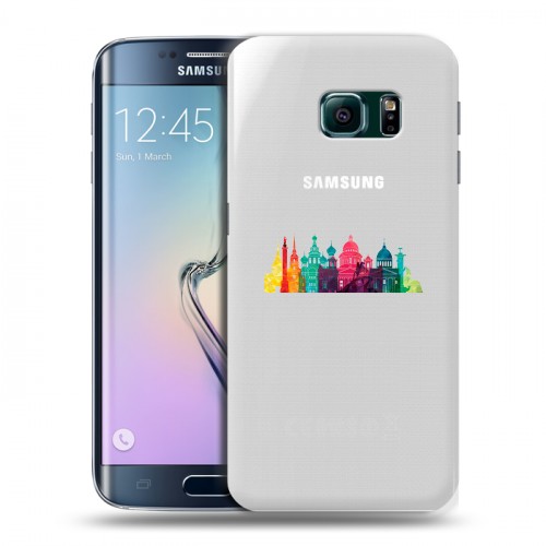 Полупрозрачный дизайнерский пластиковый чехол для Samsung Galaxy S6 Edge Санкт-Петербург