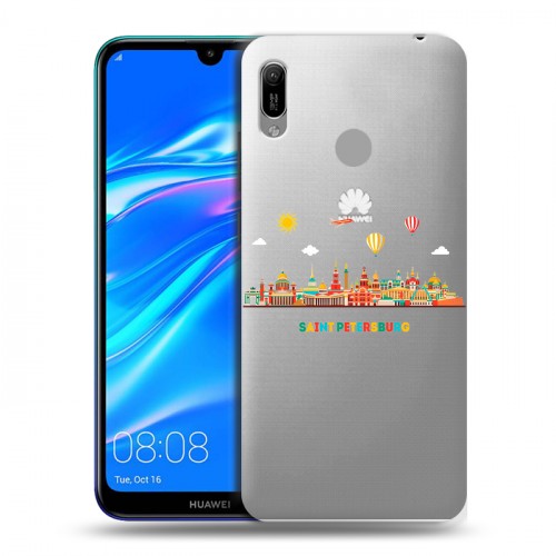 Полупрозрачный дизайнерский пластиковый чехол для Huawei Y6 (2019) Санкт-Петербург