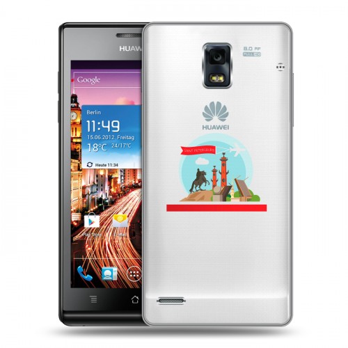 Полупрозрачный дизайнерский пластиковый чехол для Huawei Ascend P1 Санкт-Петербург