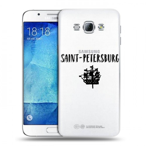 Полупрозрачный дизайнерский пластиковый чехол для Samsung Galaxy A8 Санкт-Петербург
