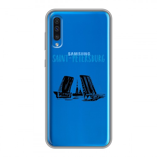 Полупрозрачный дизайнерский пластиковый чехол для Samsung Galaxy A50 Санкт-Петербург